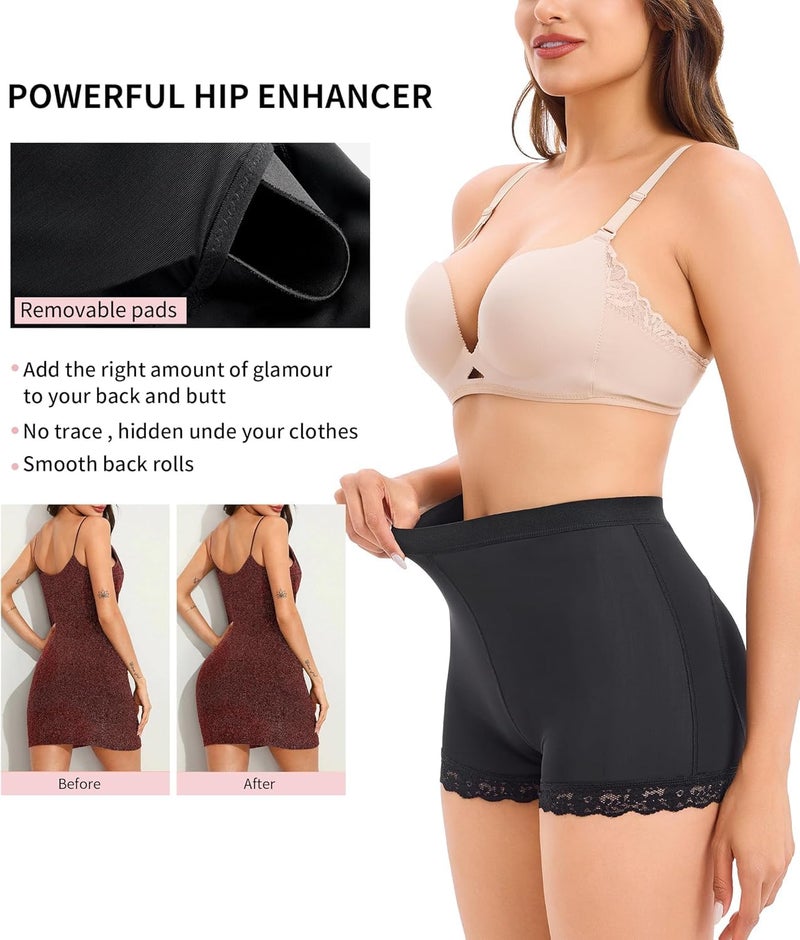 HSR Women Butt Lifter Panties Padded Shapewear Hip Enhancer Pads Shorts Seamless Underwear Tummy Control Boyshorts Black - Image 4