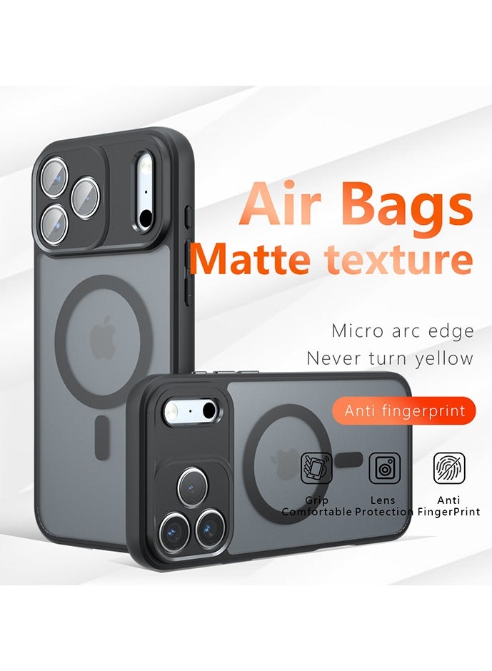 Magnetic Case for iPhone 17 Pro Max 5G 6.9 inch, Frosted Translucent Back Protective Slim Phone Cover, Anti-Fingerprints, Anti-Fall Drop Protection, Shockproof Case for iPhone 17 Pro Max 5G (Black) - Image 1