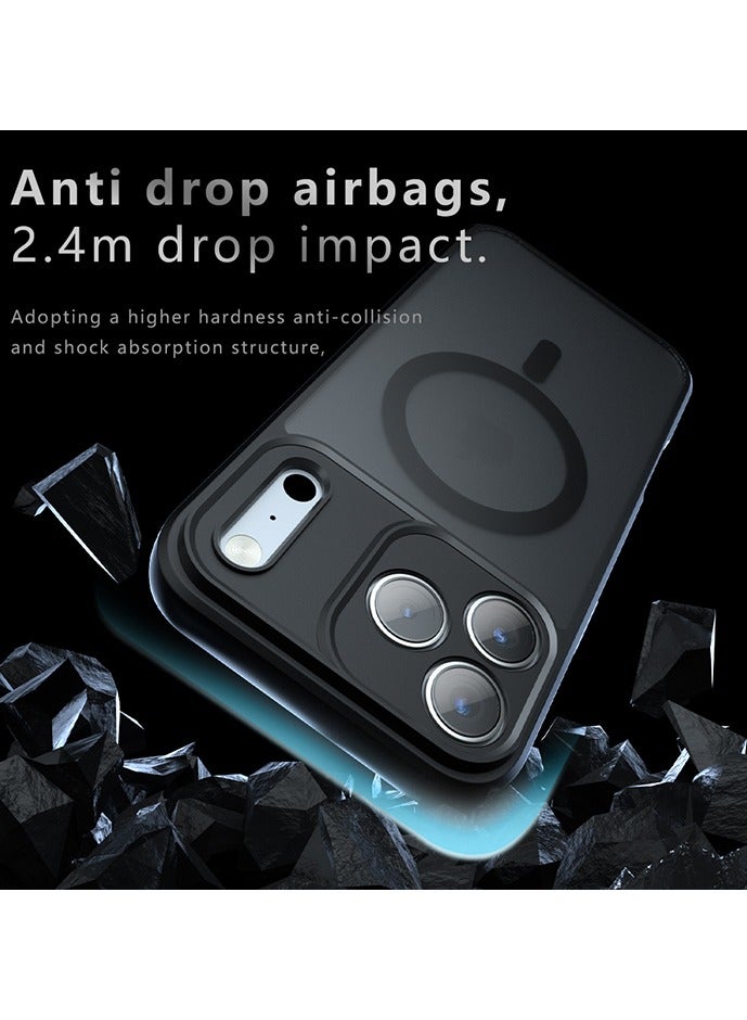 Magnetic Case for iPhone 17 Pro Max 5G 6.9 inch, Frosted Translucent Back Protective Slim Phone Cover, Anti-Fingerprints, Anti-Fall Drop Protection, Shockproof Case for iPhone 17 Pro Max 5G (Black) - Image 2