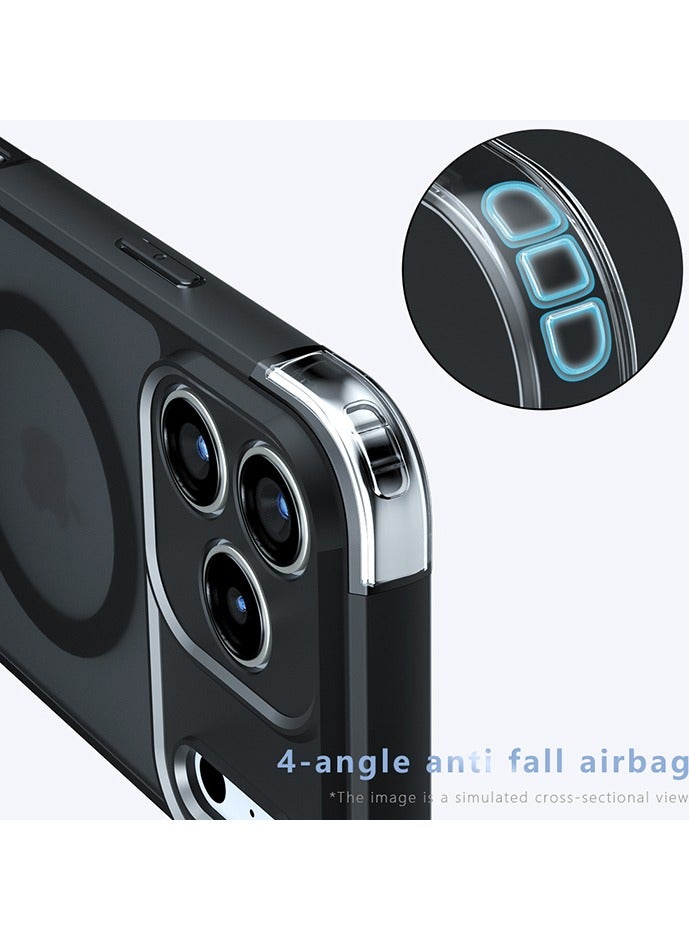 Magnetic Case for iPhone 17 Pro Max 5G 6.9 inch, Frosted Translucent Back Protective Slim Phone Cover, Anti-Fingerprints, Anti-Fall Drop Protection, Shockproof Case for iPhone 17 Pro Max 5G (Black) - Image 3