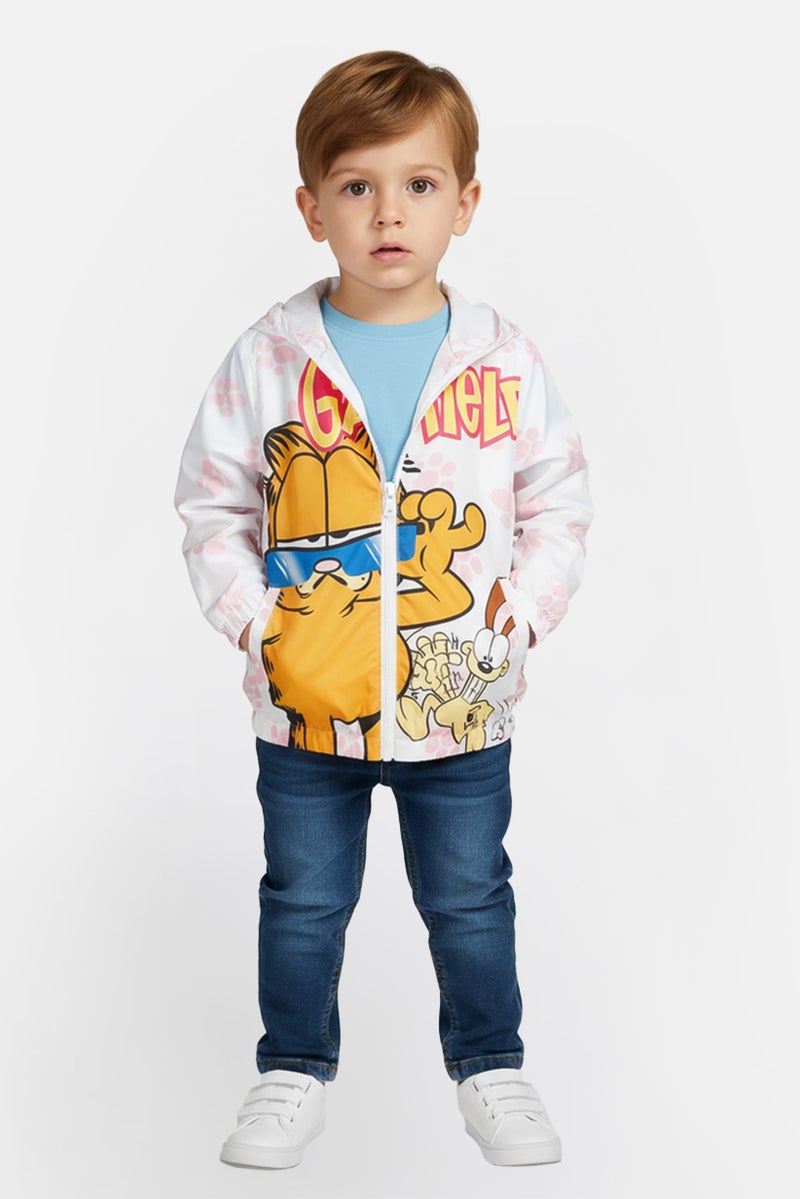 nickelodeon جاكيت واقي من الرياح بأكمام طويلة بطبعة جارفيلد × نيكيلوديون للأطفال الأولاد، متعدد الألوان - Image 1