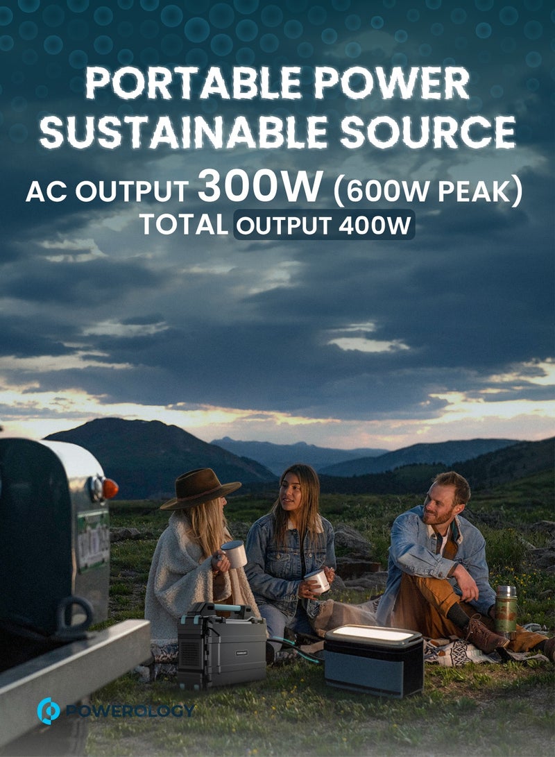 Powerology Portable Solar Generator 600W, AC Output, PD Output, 76800mAh Lithium-ion Battery, Real-time Display, Perfect Emergency Backup For Home, Travel, Camping - Black - Image 2