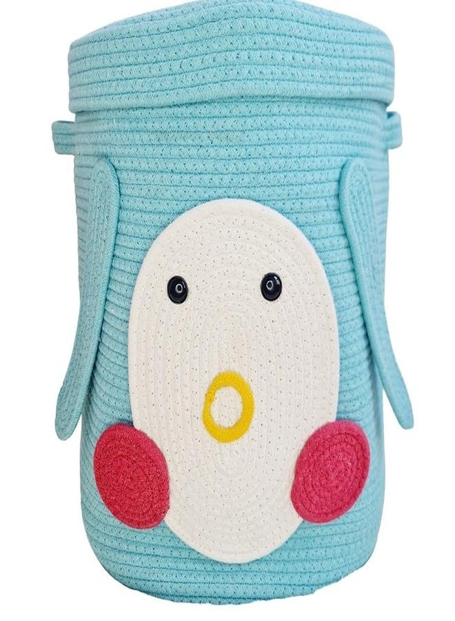 FIBREGOLD Smiley Face Rope Storage Basket for Kids with Lid | Cotton Toy Organizer Bin for Nursery, Baby Laundry, Soft Toys and Bedroom Storage - Image 1
