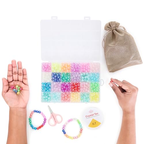 ambitieux DIY Jewellery Making Kit for Girls | 2700+pcs Colorful Round Beads, Pearls & Charms Set | Bracelet, Necklace & Keychain Making Craft Kit |Birthday Gift for Girls & Kids - Image 5