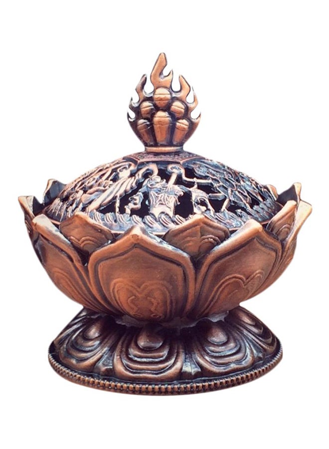 OUTAD Tibetan Lotus Metal Craft Mini Incense Burner Brown - Image 1