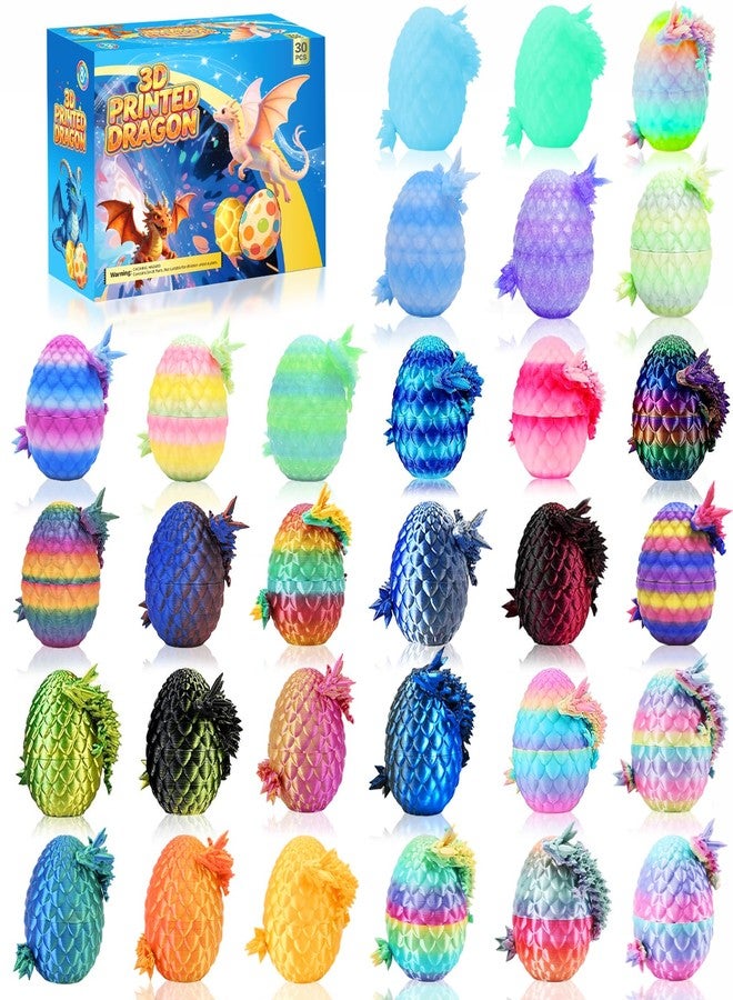 Apear1 30PCS 3D Printed Dragon Eggs with Dragon Inside, Mini Animals Party Favors for Kids, Flexible Articulated Crystal Collectibles for Adults Teens Boys, Easter Advent Calendar Easter Basket Stuffers - Image 1