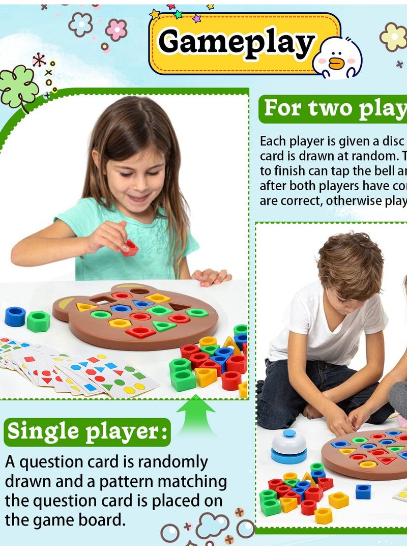 SOLARAE Shape Matching Game Color Sensory Educational Toy, Geometric Shape Matching Puzzle Game, Color Learning Board Game, Montessori Toys Board Game for Kids Boys Girls - Image 3