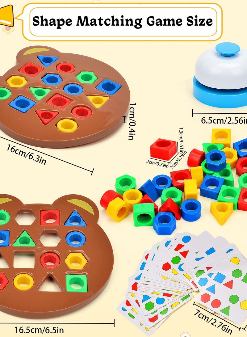 SOLARAE Shape Matching Game Color Sensory Educational Toy, Geometric Shape Matching Puzzle Game, Color Learning Board Game, Montessori Toys Board Game for Kids Boys Girls - Image 4