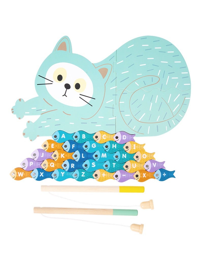 general Magnetic Little Cat Fishing Large Block Building Set for Toddlers Pretend Play Board Game Matching Early Education Educational Cartoon Puzzle Toy - Image 2