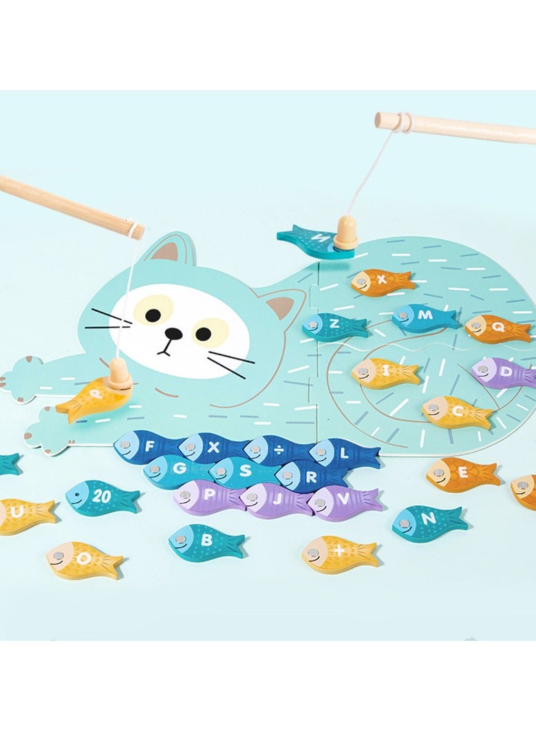 general Magnetic Little Cat Fishing Large Block Building Set for Toddlers Pretend Play Board Game Matching Early Education Educational Cartoon Puzzle Toy - Image 1