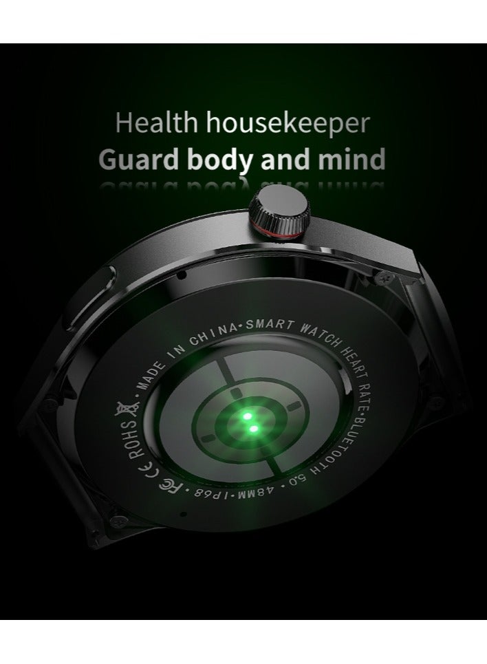 Smart Watch GT4 PRO With Bluetooth Calling Function (Answer/Make Calls), Fitness Tracking Watch With Sleep Monitoring Function, Suitable For IPhone/Android, IP68 Waterproof (Silver Silicone + Silver Steel) 2pcs Watch Strap  - Image 5