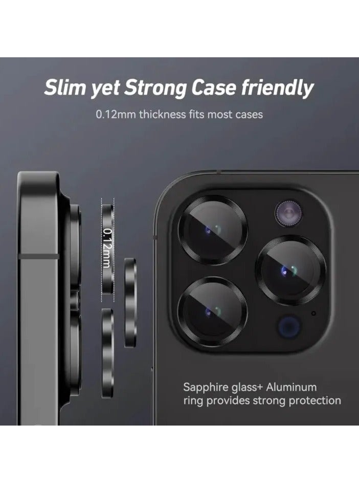 AL RAID iPhone 16 Pro Max/16 Pro Camera Lens Protector, 9H Tempered Glass Screen Protector with Metal Individual Ring, HD Clear Anti-Glare, Scratch-Resistant, Easy Installation - Image 2