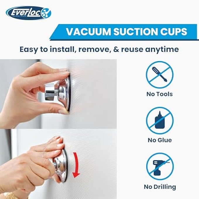 EVERLOC 2 Shelf Corner Rack No Drilling No Screws No Glue No Adhesive Vacuum Suction Wall Mounted Chrome Corner Bathroom Accessories Holder Shower Rack Easy Install EVL10202 - Image 4