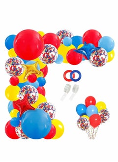Carnival Circus Balloon Arch and Garland Kit, 120pcs Red Yellow Blue Rainbow Multicolor Latex Confetti Balloons Star Foil Balloons, for Baby Shower Paw Birthday Wedding Party Decorations