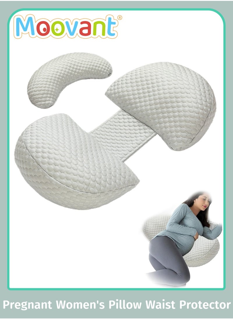 Moovant Maternity Pillow for Pregnant Women, Multifunctional Pregnancy Pillows with Little Pillow, Lumbar Support Side Sleeping Pillow for Side Sleeping with Belly Leg Back Support, Gray  - Image 1