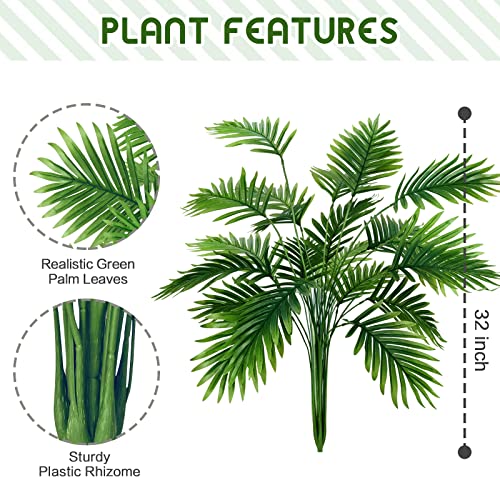 Hamore Artificial Palm Tree Plants, Faux Tropical Palm Tree Leaf, Artificial Areca Palm Plant, UV Resistant Tropical Tree for Indoor Outdoor Home Office Decoration - Image 3