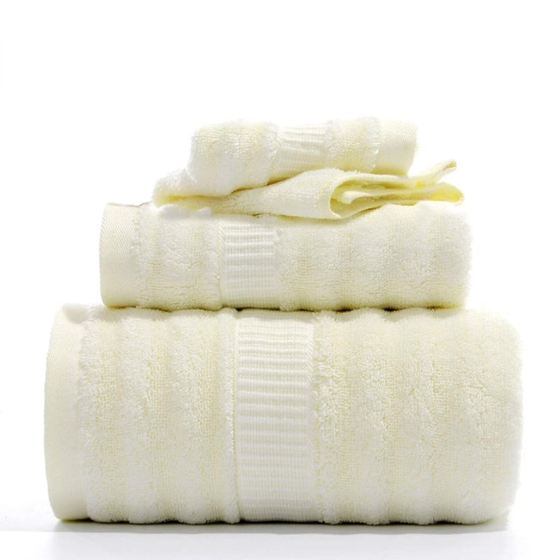 Mush مجموعة مناشف فاخرة من الخيزران 3 قطع | ناعمة للغاية، ماصة ومضادة للميكروبات 600 غم (منشفة استحمام، منشفة يد ومنشفة وجه) مثالية للاستخدام اليومي والهدايا (لون أصفر ليموني) - Image 1