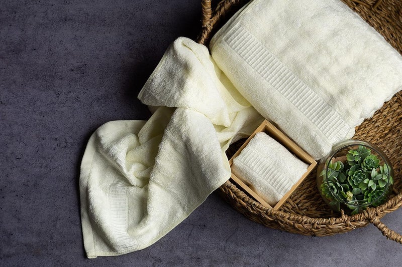 Mush مجموعة مناشف فاخرة من الخيزران 3 قطع | ناعمة للغاية، ماصة ومضادة للميكروبات 600 غم (منشفة استحمام، منشفة يد ومنشفة وجه) مثالية للاستخدام اليومي والهدايا (لون أصفر ليموني) - Image 3