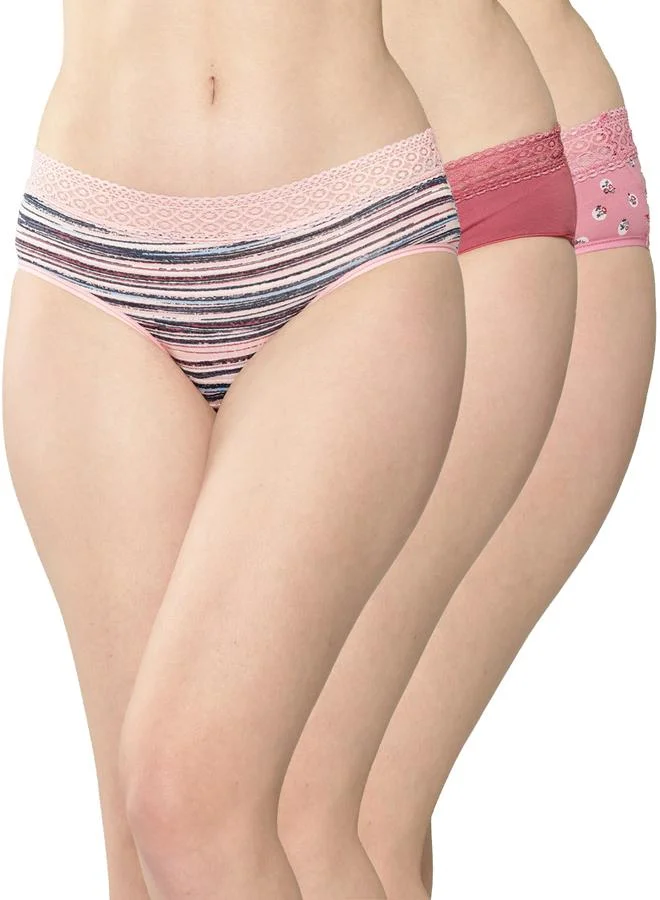 Leading Lady Leading Lady Pack of 3 - Printed Lace Waistband Bikini