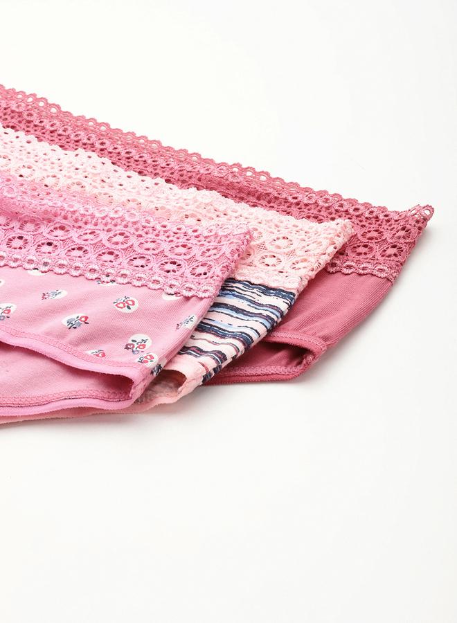 Leading Lady Pack of 3 - Printed Lace Waistband Bikini - Image 5