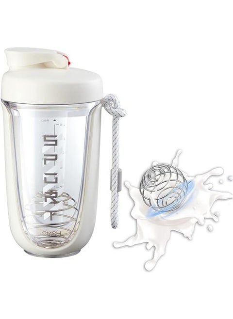 Protein Shaker Bottle 20 oz Protein Shaker Cup Shaker Bottle for Protein Mixes Leakproof Shaker BPA Free Protein Shaker with Blender Ball for Gym Fitness (White)