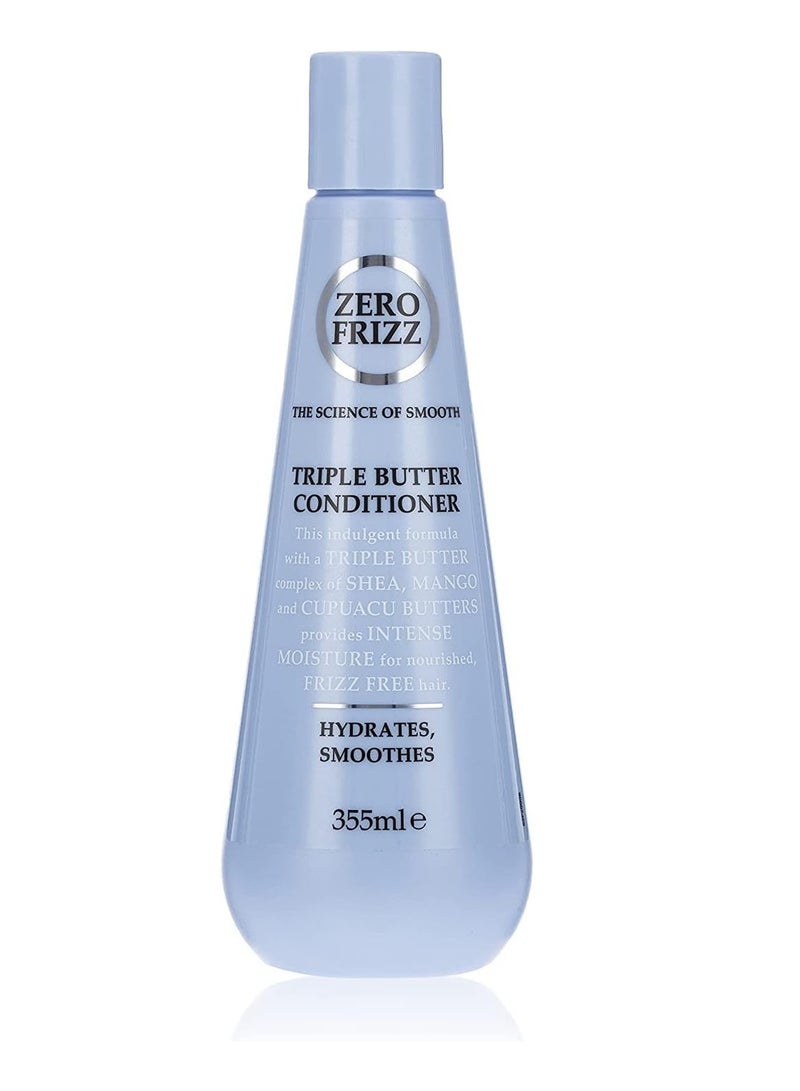 Zero Frizz Triple Butter Conditioner 355ml | Deep Moisture Frizz Control with Shea, Mango & Cupuaçu Butters | Sulfate-Free Daily Hair Care for Dry, Curly Hair - Image 1