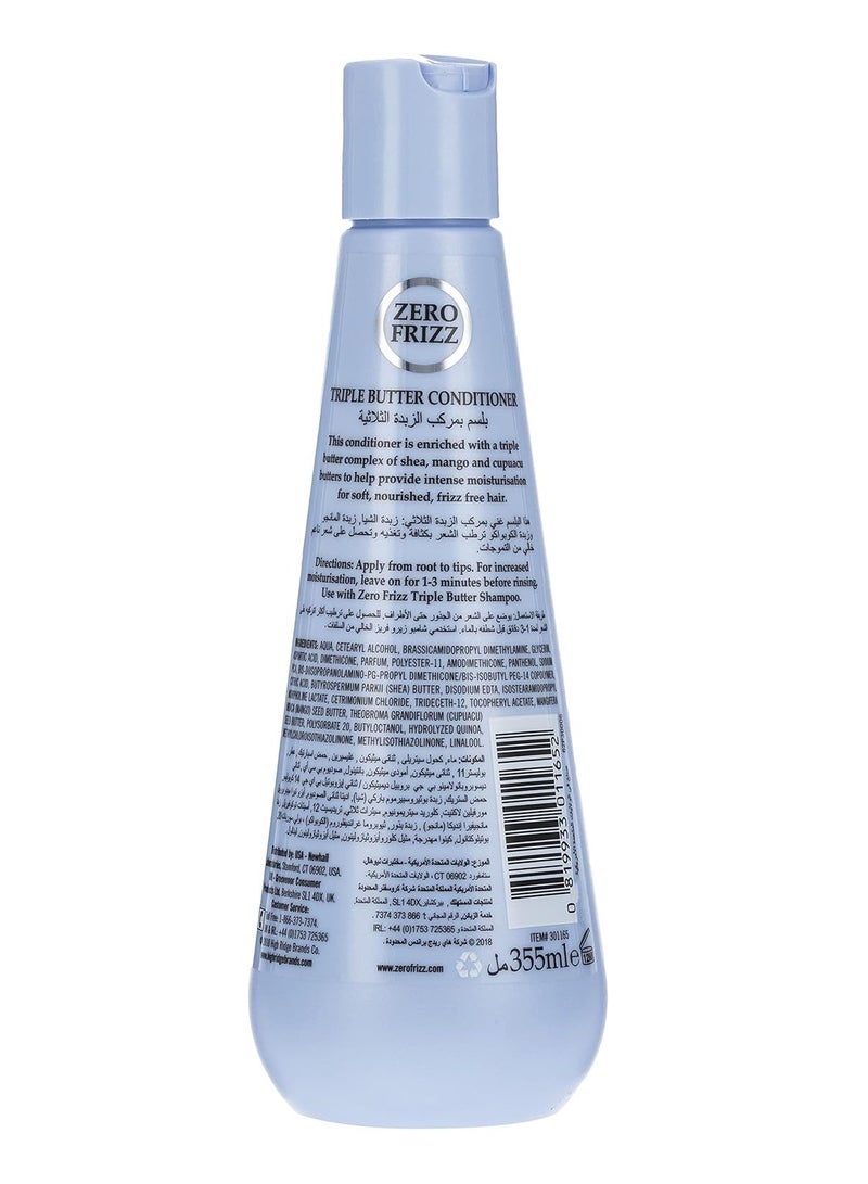 Zero Frizz Triple Butter Conditioner 355ml | Deep Moisture Frizz Control with Shea, Mango & Cupuaçu Butters | Sulfate-Free Daily Hair Care for Dry, Curly Hair - Image 3