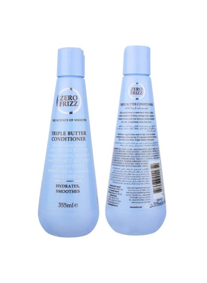 Zero Frizz Triple Butter Conditioner 355ml | Deep Moisture Frizz Control with Shea, Mango & Cupuaçu Butters | Sulfate-Free Daily Hair Care for Dry, Curly Hair - Image 4