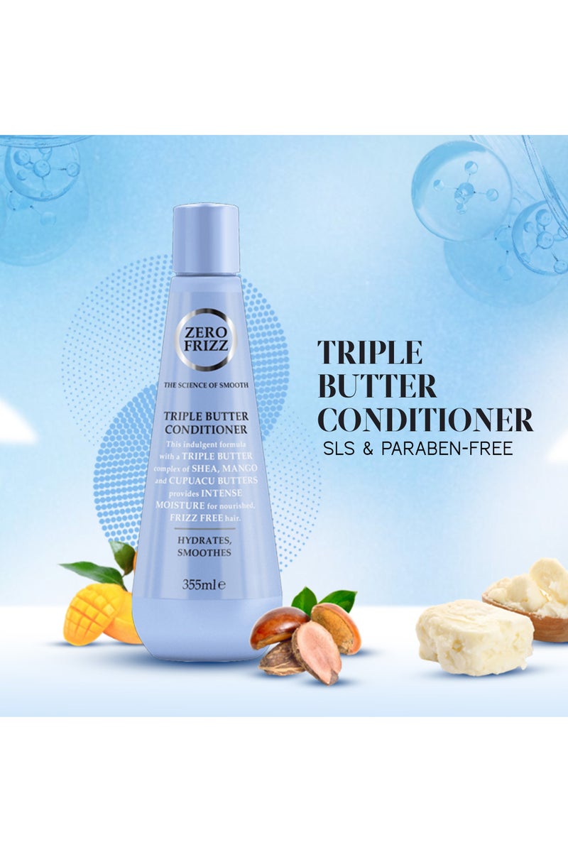 Zero Frizz Triple Butter Conditioner 355ml | Deep Moisture Frizz Control with Shea, Mango & Cupuaçu Butters | Sulfate-Free Daily Hair Care for Dry, Curly Hair - Image 5