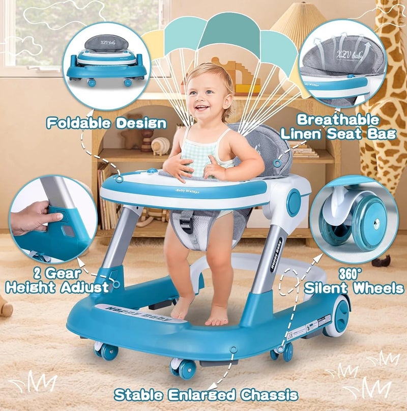 Happy Baby 5-in-1 Baby Walker with Wheels, 4 Height Adjustable Baby Walker and Activity Center for Boys and Girls, Baby Walkers for Children Aged 4-18 Months - Image 2