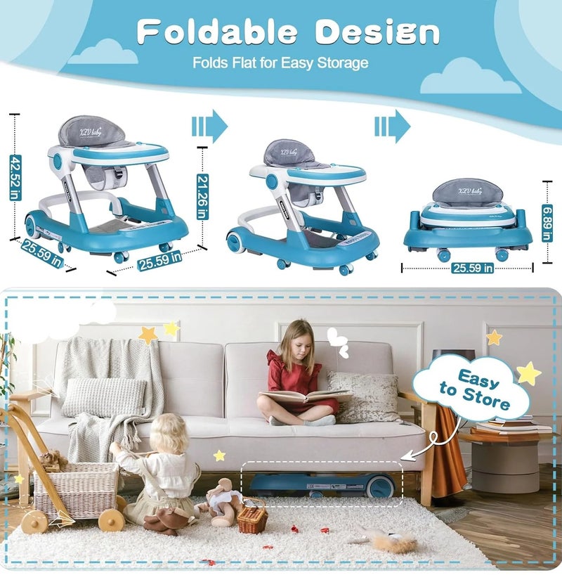 Happy Baby 5-in-1 Baby Walker with Wheels, 4 Height Adjustable Baby Walker and Activity Center for Boys and Girls, Baby Walkers for Children Aged 4-18 Months - Image 3