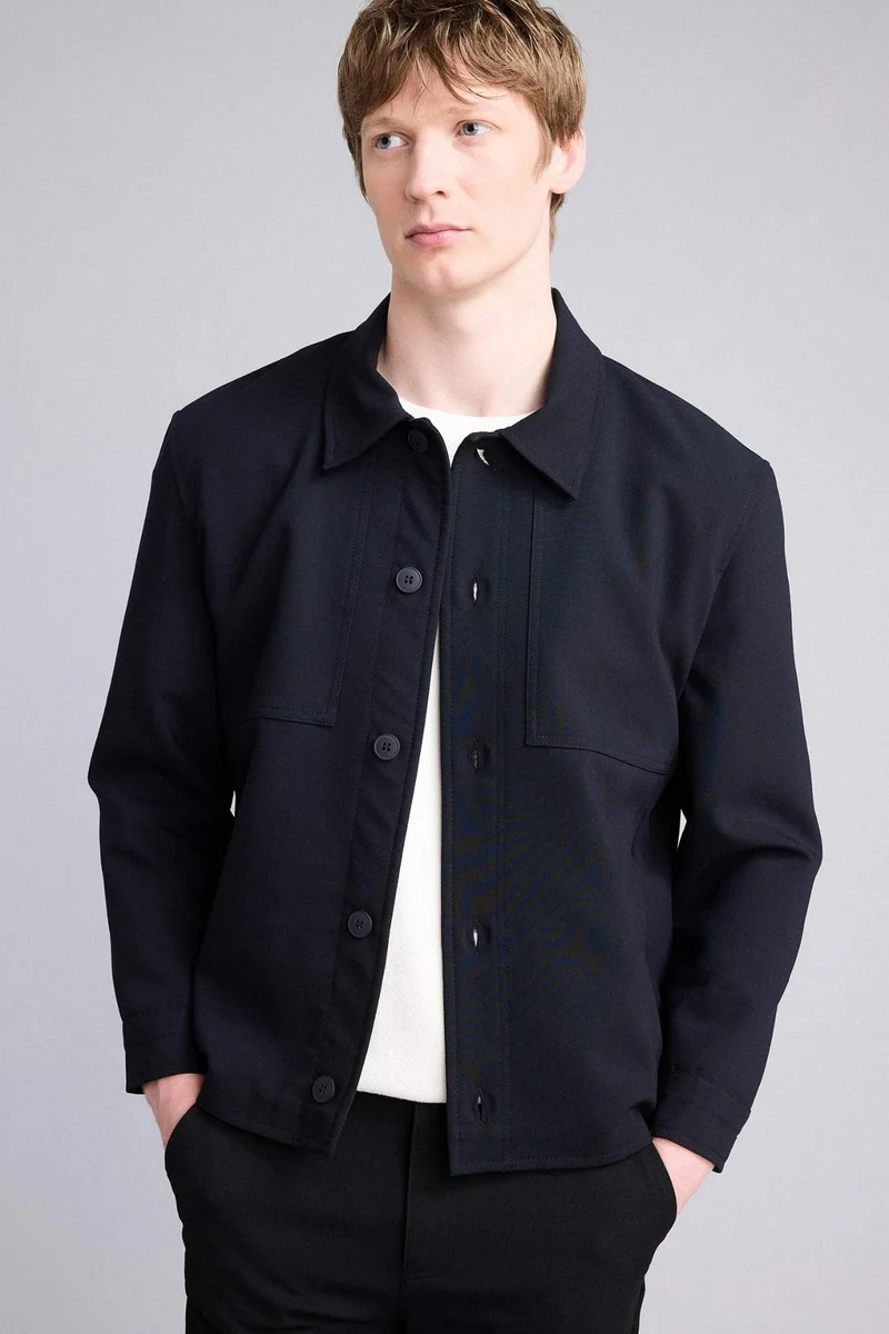 ديفاكتو Regular Fit Polo Collar Lined Blazer