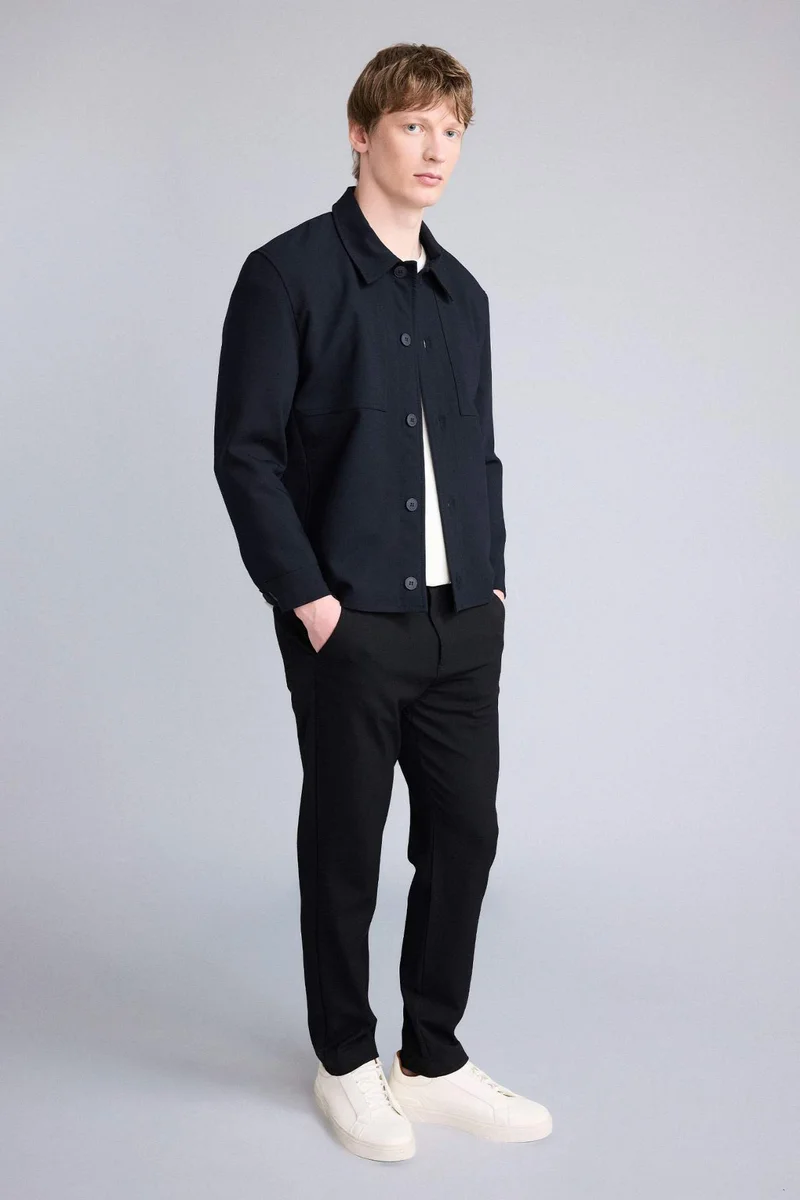 ديفاكتو Regular Fit Polo Collar Lined Blazer