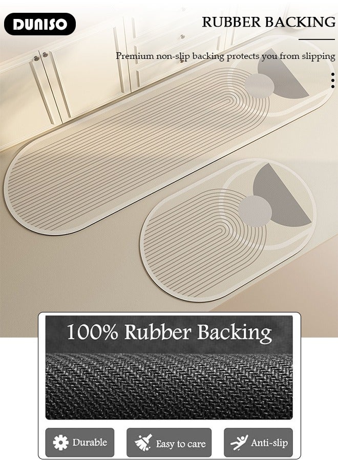 DUNISO 2 PCS  Kitchen Mats and Rugs Set , Non Slip Heavy Duty Standing Mat, Quick Dry Diatom Mud Floor Mat,  Extra Soft and Absorbent Floor Mats for  Kitchen, Bath, Office, Laundry(40*60cm+40*120cm) - Image 2