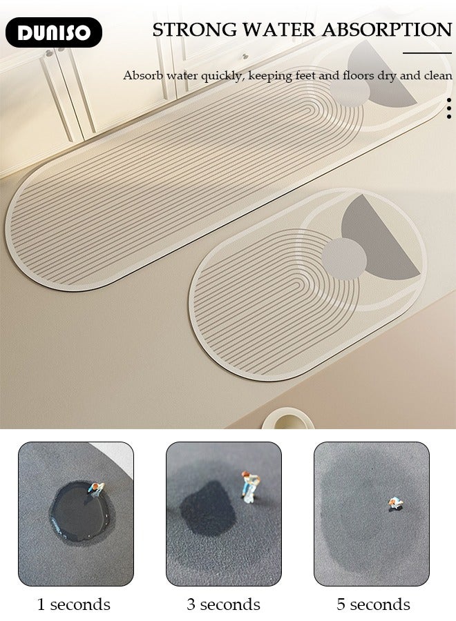 DUNISO 2 PCS  Kitchen Mats and Rugs Set , Non Slip Heavy Duty Standing Mat, Quick Dry Diatom Mud Floor Mat,  Extra Soft and Absorbent Floor Mats for  Kitchen, Bath, Office, Laundry(40*60cm+40*120cm) - Image 3