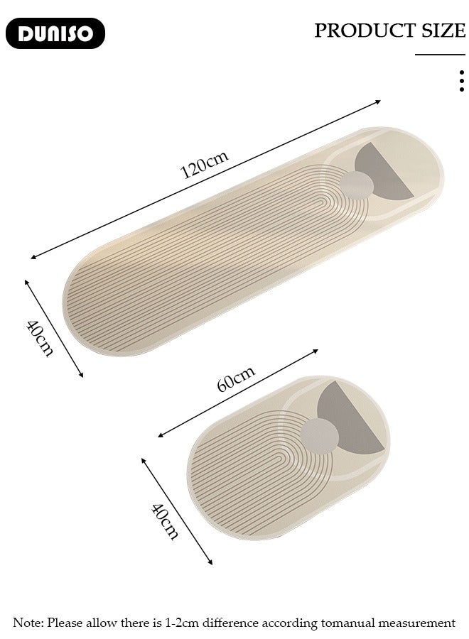 DUNISO 2 PCS  Kitchen Mats and Rugs Set , Non Slip Heavy Duty Standing Mat, Quick Dry Diatom Mud Floor Mat,  Extra Soft and Absorbent Floor Mats for  Kitchen, Bath, Office, Laundry(40*60cm+40*120cm) - Image 4