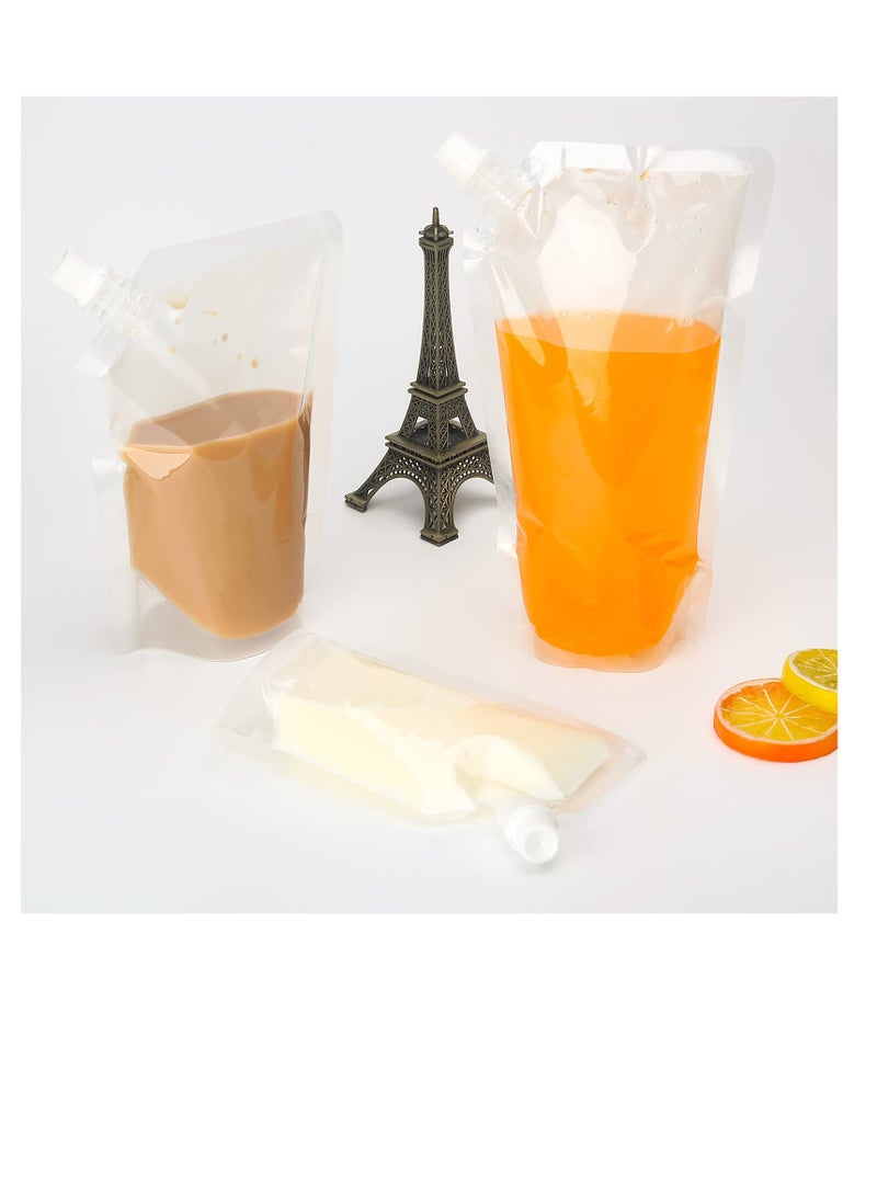 12 Pcs 250ml/350ml/500ml Reusable Plastic Drinks Pouches with Funnels - Image 2