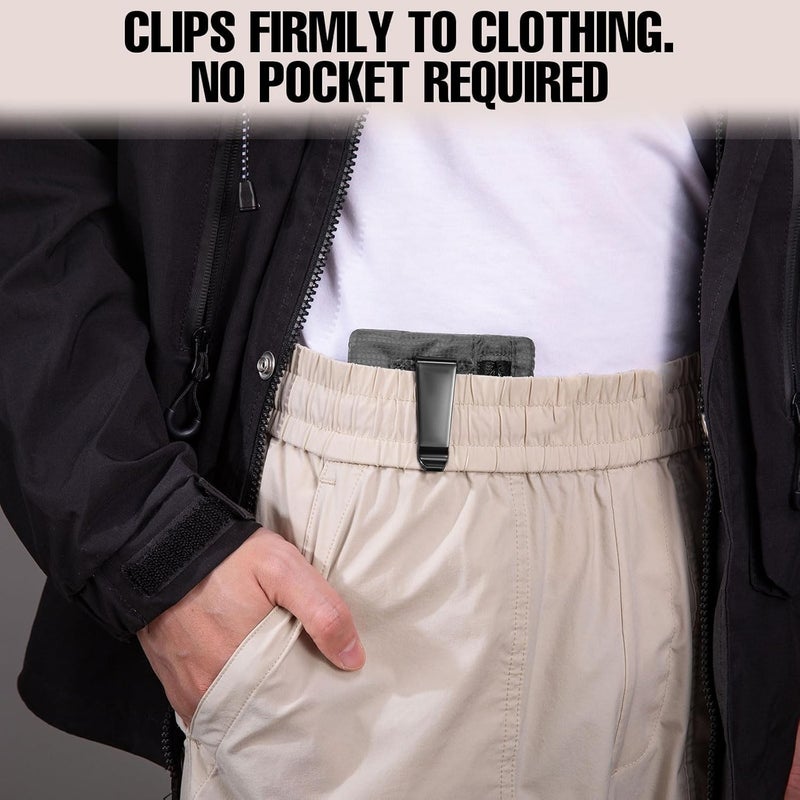 KOSMCCO RFID Blocking Clip Stash Pocket, Compact Hidden Travel Belt Wallet for Cards & Cash - Slim Pickpocket-Proof Design for Everyday Carry, Grey, Medium (3.5x5.2"), Low Profile - Image 4