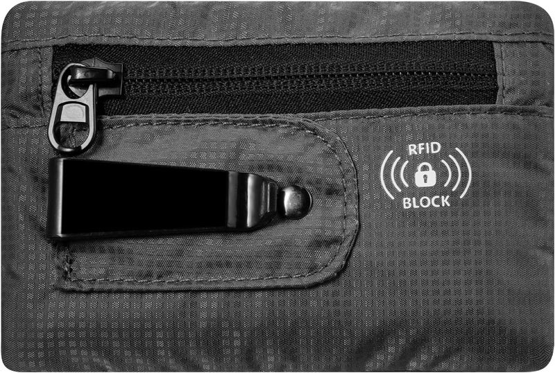 KOSMCCO RFID Blocking Clip Stash Pocket, Compact Hidden Travel Belt Wallet for Cards & Cash - Slim Pickpocket-Proof Design for Everyday Carry, Grey, Medium (3.5x5.2"), Low Profile - Image 1