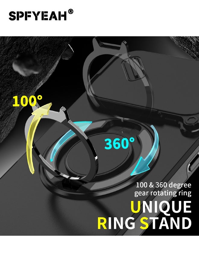 SPFYEAH [2-in-1] iPhone 17 Pro Max Case with Privacy Screen Protector, Slide Camera Cover, Built-in 360° Rotate Round Ring Kickstand, Heavy Duty Shockproof Back Cover for iPhone 17 Pro Max 6.9 inch (Black, 1+1 Pack) - Image 3