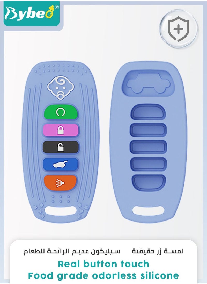 Bybeo - 2 Pack Silicone Baby Teething Toys, Remote Control and Car Key Shape Infants Chew Toy With 2 Anti-loss Chain And One Cleaning Brush - Image 1
