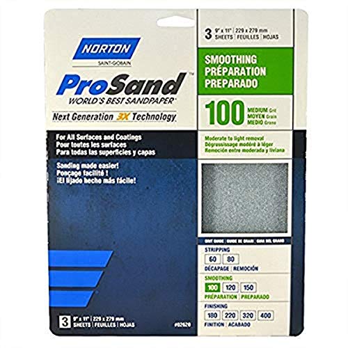 Norton 9" x 11" Norton 02620 ProSand Sanding Sheet 100-Grit Handy-Pack - Image 2