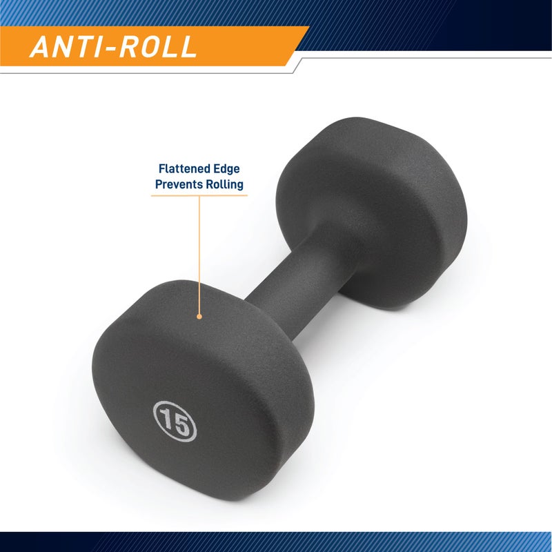 Marcy Neoprene Dumbbell, Single Piece, 15-lb, Steel Grey - Image 3