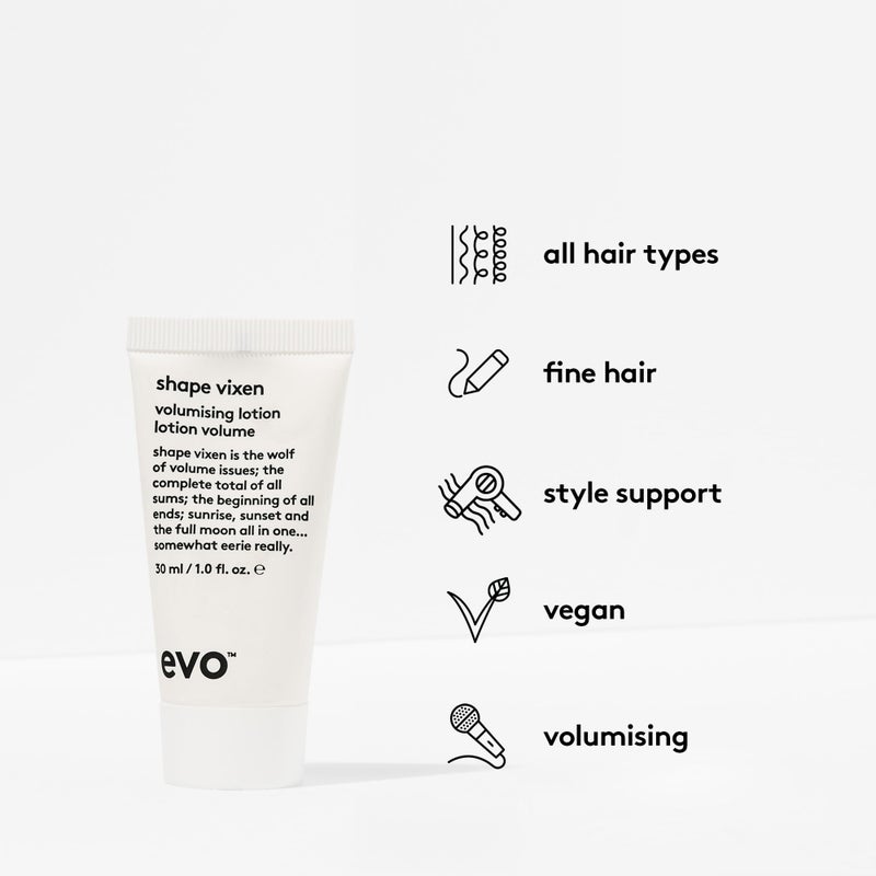 EVO Shape Vixen Volumizing Lotion - Professional Hair Styling Blow Dry Texture Mask for Fine Thin Straight Hair - Travel Size, 30ml / 1.01fl.oz - Image 3