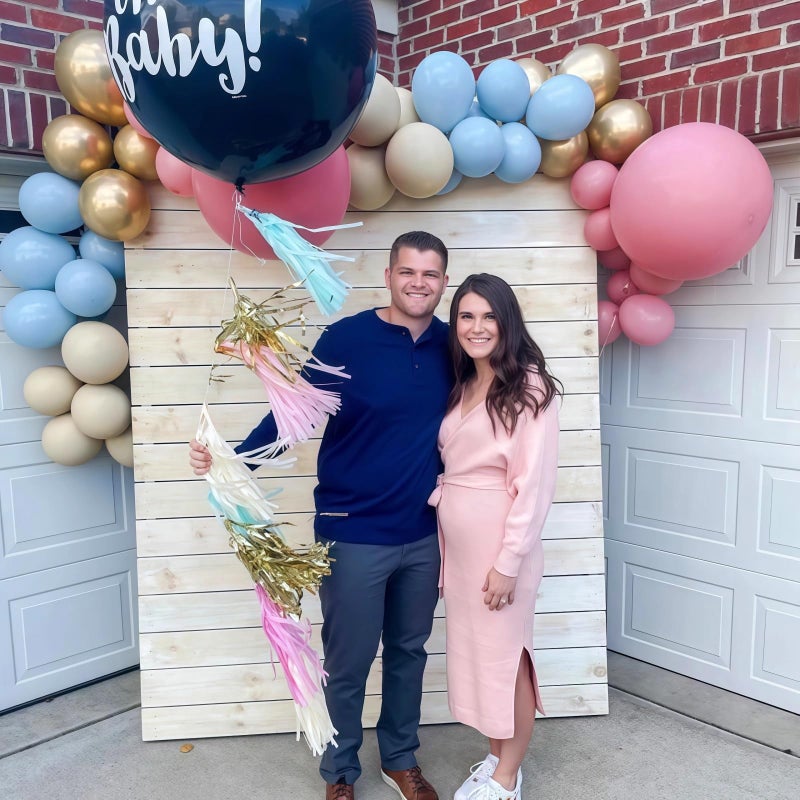 Paeyeq Gender Reveal Balloon Arch Garland Kit, Dusty Pink and Blue Balloons Metallic Gold Sand White Balloons for Gender Reveal Boho Bachelorette Birthday Baby Shower Bridal Bear Theme Party Decorations - Image 3