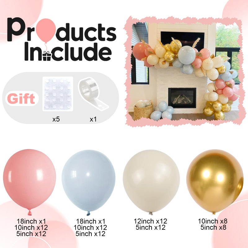Paeyeq Gender Reveal Balloon Arch Garland Kit, Dusty Pink and Blue Balloons Metallic Gold Sand White Balloons for Gender Reveal Boho Bachelorette Birthday Baby Shower Bridal Bear Theme Party Decorations - Image 2