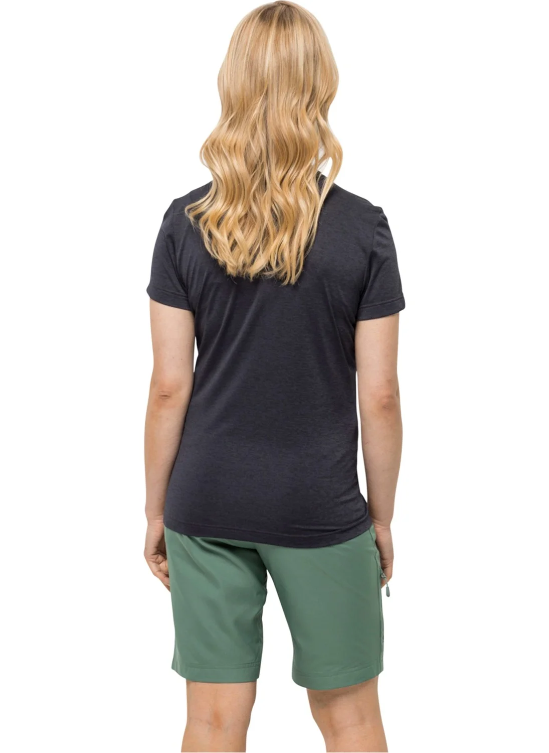 Jack Wolfskin V Neck Dark Gray Women's T-Shirt 1801693_1388 Crosstrail T Women