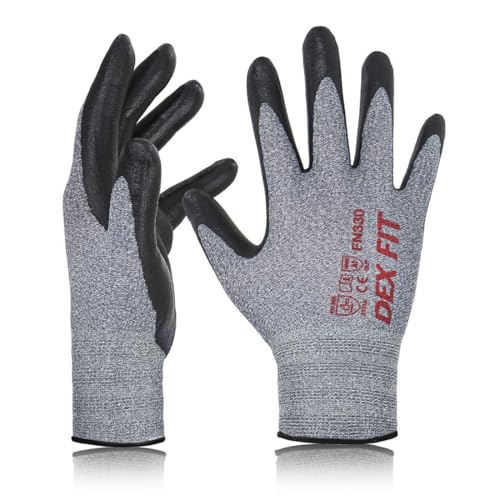 DEX FIT Premium Nitrile Work Gloves FN330, 3D Comfort Bare-Hand Fit, Firm Grip, Touchscreen, Thin & Lightweight, Breathable Foam Nitrile, Machine Washable; Grey XL (10) - Image 1