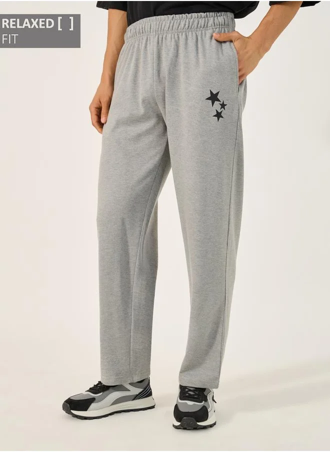 ستايلي Styli Mid Rise Printed Relaxed Fit Terry Joggers
