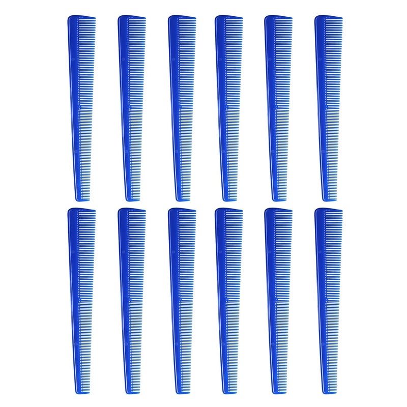 #131 Set of 12 Tapered Hair Cutting Styling Combs Twist Braid Flexible Ideal for Barber Hairstylists Men and Women (Royal Blue)